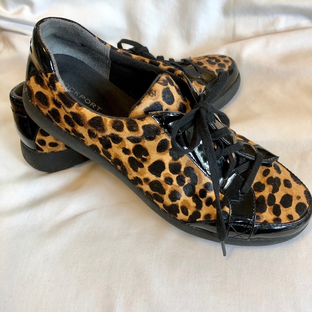 Rockport leopard print and patent oxfords